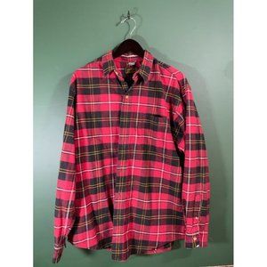 Eddie Bauer - Red/Black Long Sleeve Flannel Shirt *Made in USA* - Size L
